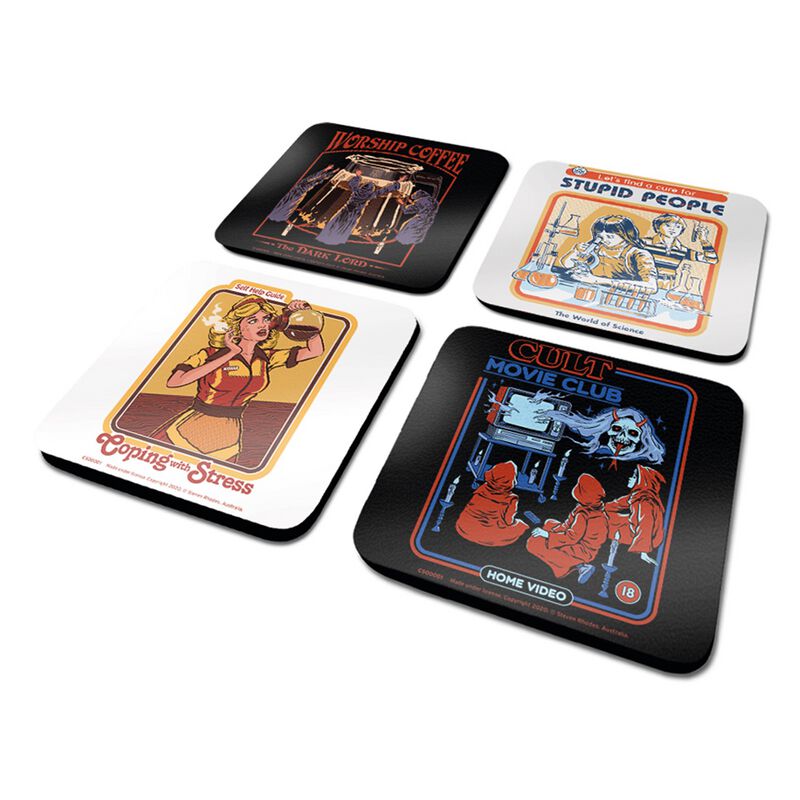Sous-verres Fun de Steven Rhodes - Steven Rhodes - Lot de 4 Dessous de Verres - pour Indifférent - Standard - Steven Rhodes