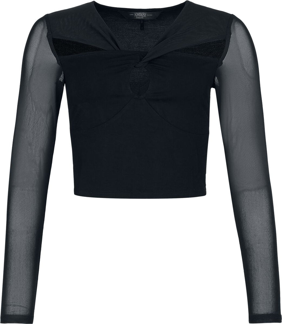 T-shirt manches longues Gothic de KIHILIST by KILLSTAR - Ink of Night Top - XS à XXL - pour Femme - noir - KIHILIST by KILLSTAR