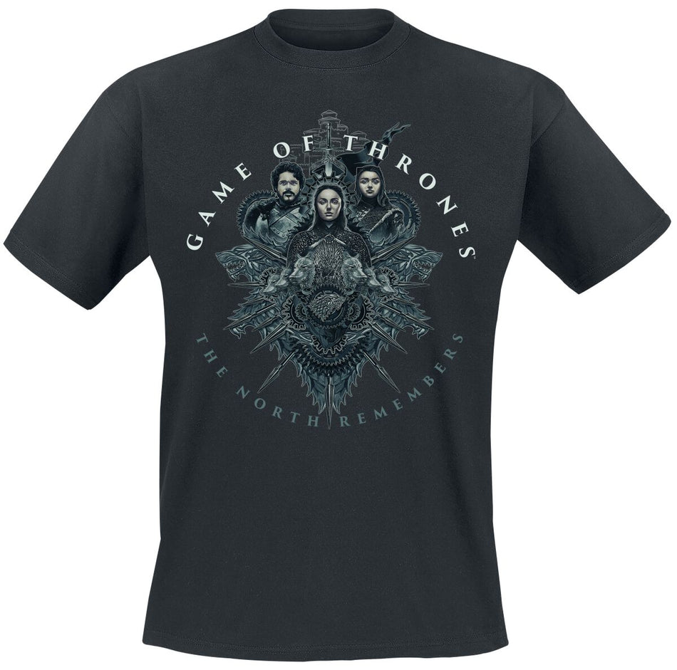 T-Shirt Manches courtes  de Game Of Thrones - The North Remembers - S à XXL - pour Homme - noir - Game Of Thrones