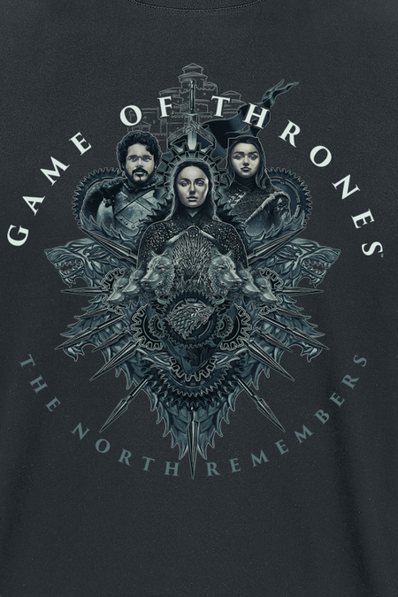 T-Shirt Manches courtes  de Game Of Thrones - The North Remembers - S à XXL - pour Homme - noir - Game Of Thrones - View 2