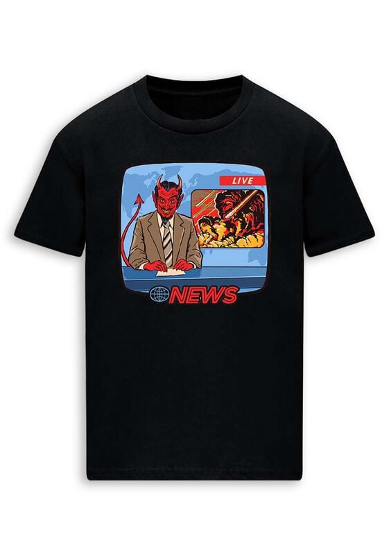 T-Shirt Manches courtes Fun de Steven Rhodes - Breaking News - M à 3XL - pour Homme - noir - Steven Rhodes