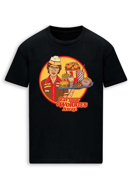 T-Shirt Manches courtes Fun de Steven Rhodes - Eat Your Worries - M à 3XL - pour Homme - noir - Steven Rhodes
