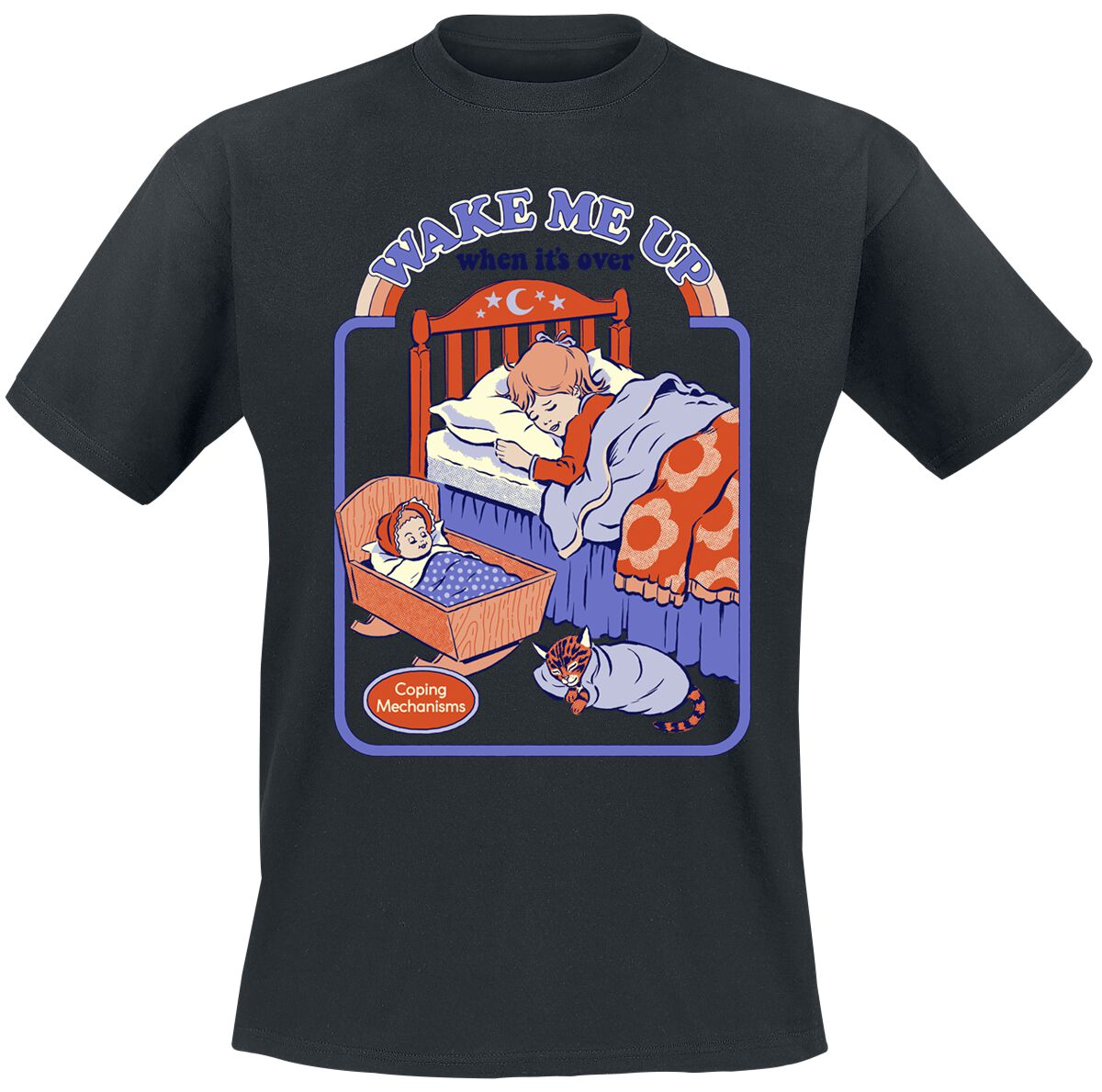 T-Shirt Manches courtes Fun de Steven Rhodes - Wake Me Up - M à 3XL - pour Homme - noir - Steven Rhodes