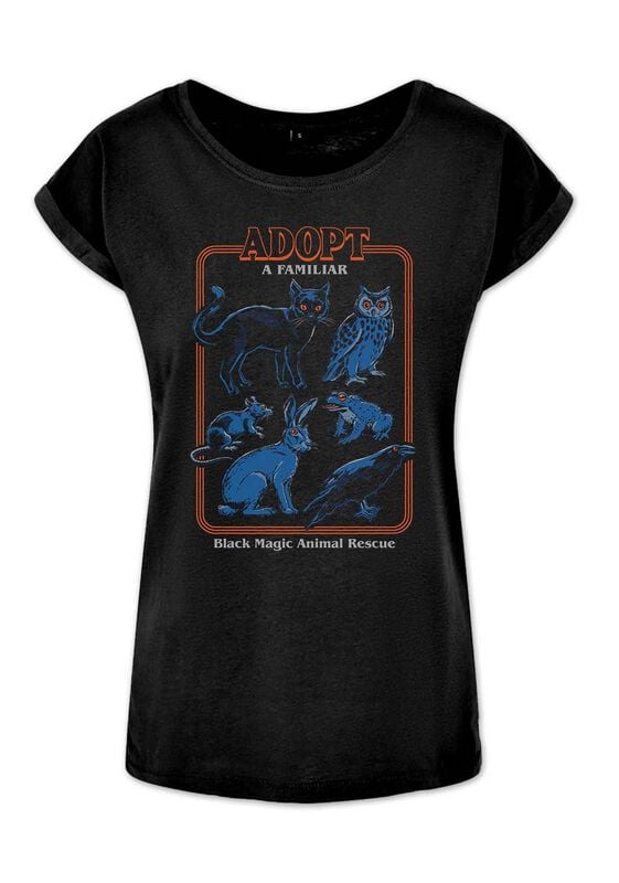 T-Shirt Manches courtes Fun de Steven Rhodes - Adopt A Familiar - S à XXL - pour Femme - noir - Steven Rhodes