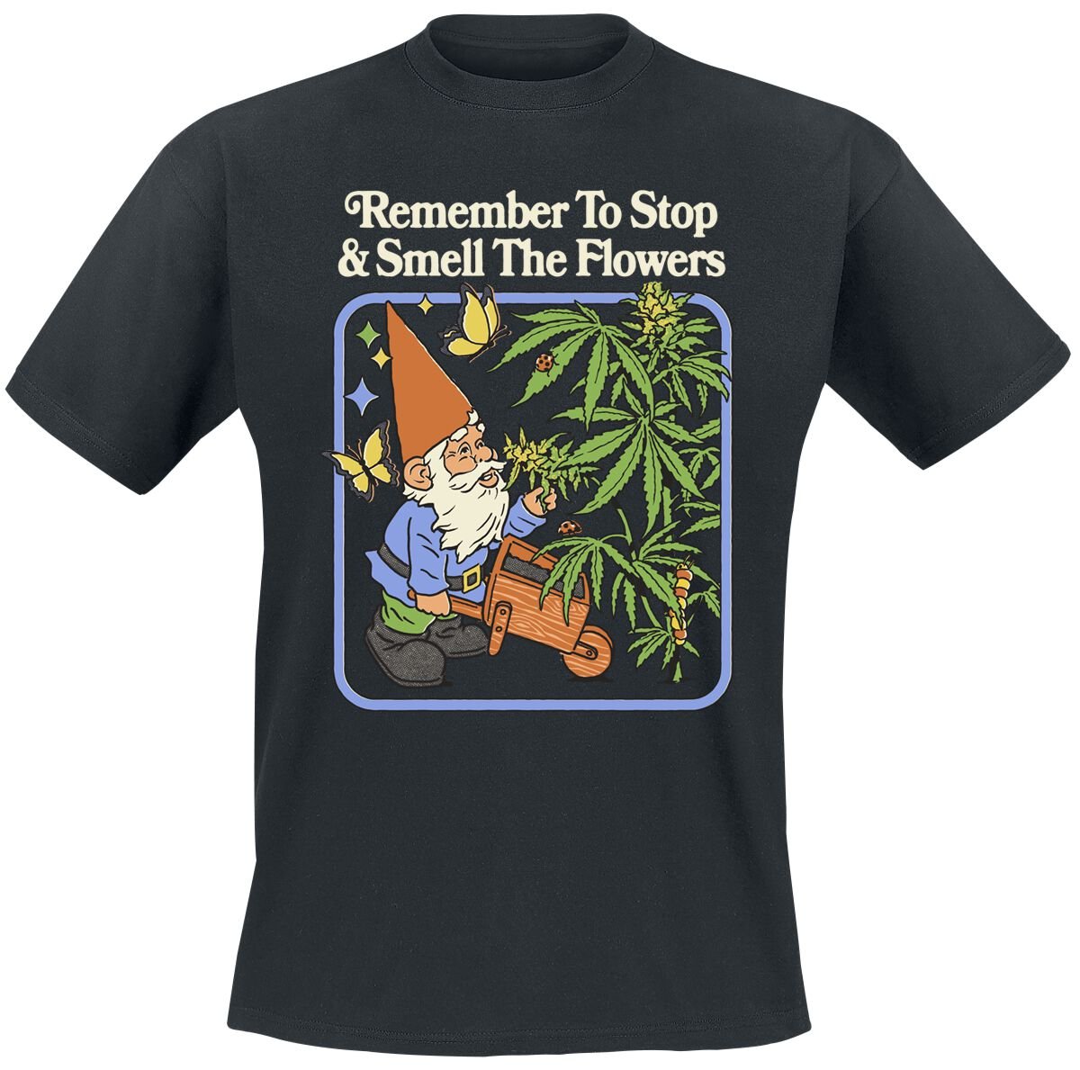 T-Shirt Manches courtes Fun de Steven Rhodes - Smell The Flowers - M à 3XL - pour Homme - noir - Steven Rhodes