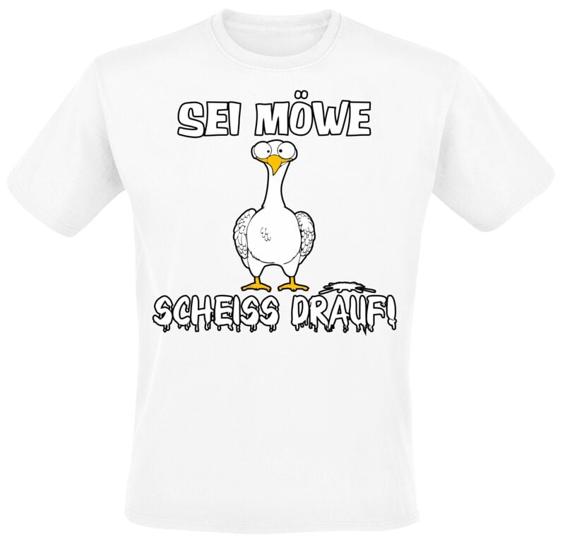 T-Shirt Manches courtes Fun de Tierisch - Sei Möwe - Scheiss drauf! - M à 3XL - pour Homme - blanc - Tierisch