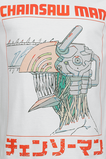 T-Shirt Manches courtes  de Chainsaw Man - Three Tone Chainsaw - S à XXL - pour Homme - blanc - Chainsaw Man - View 2