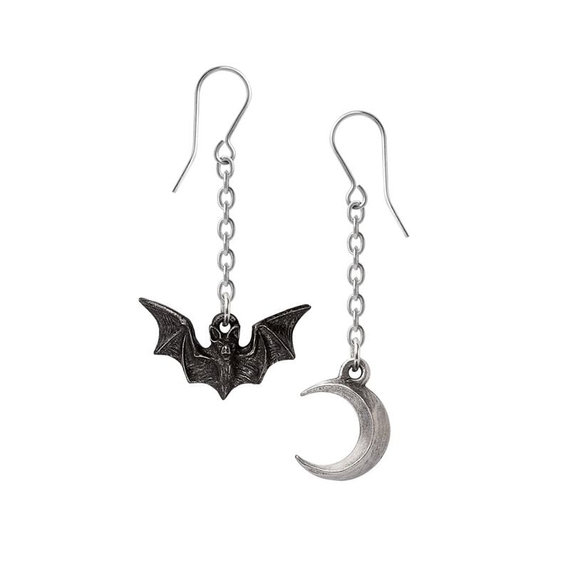 Boucles d'oreilles Gothic de Alchemy Gothic - Lunatious - pour Femme - noir/argent - Alchemy Gothic