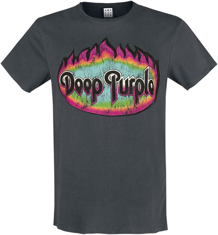 T-Shirt Manches courtes  de Deep Purple - Flames - S à XXL - pour Homme - anthracite - Deep Purple
