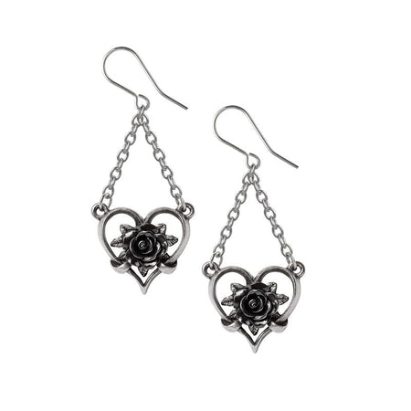 Boucles d'oreilles Gothic de Alchemy Gothic - Heart of Blackness - pour Femme - noir/argent - Alchemy Gothic
