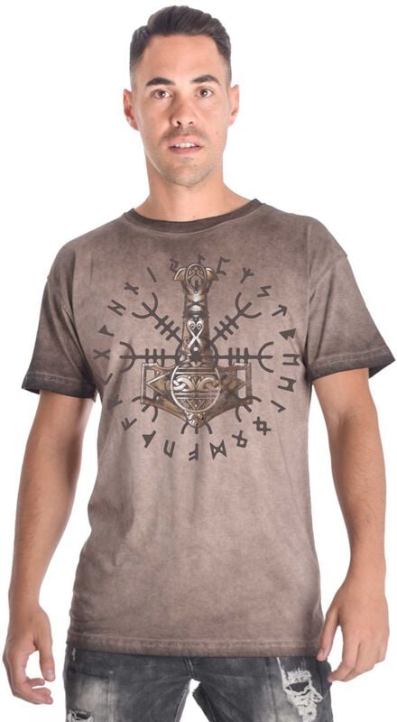 T-Shirt Manches courtes  de Outer Vision - Marteau de Thor - T-Shirt Homme - S à L - pour Homme - marron - Outer Vision