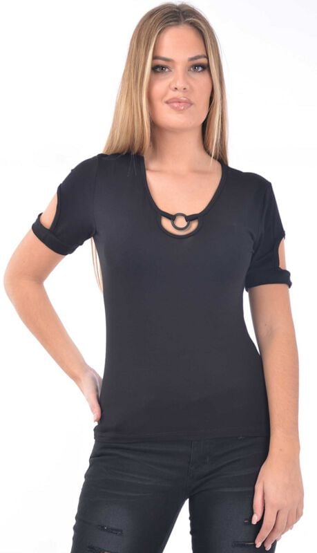 T-Shirt Manches courtes  de Outer Vision - Ari Solid - T-Shirt - S à 4XL - pour Femme - noir - Outer Vision