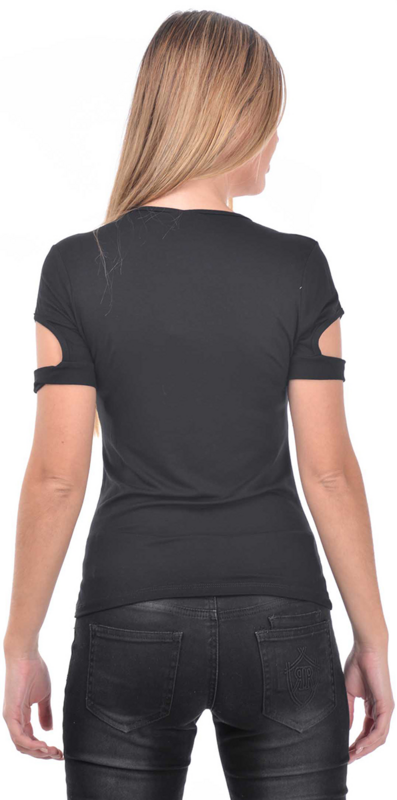 T-Shirt Manches courtes  de Outer Vision - Ari Solid - T-Shirt - S à 4XL - pour Femme - noir - Outer Vision - View 2