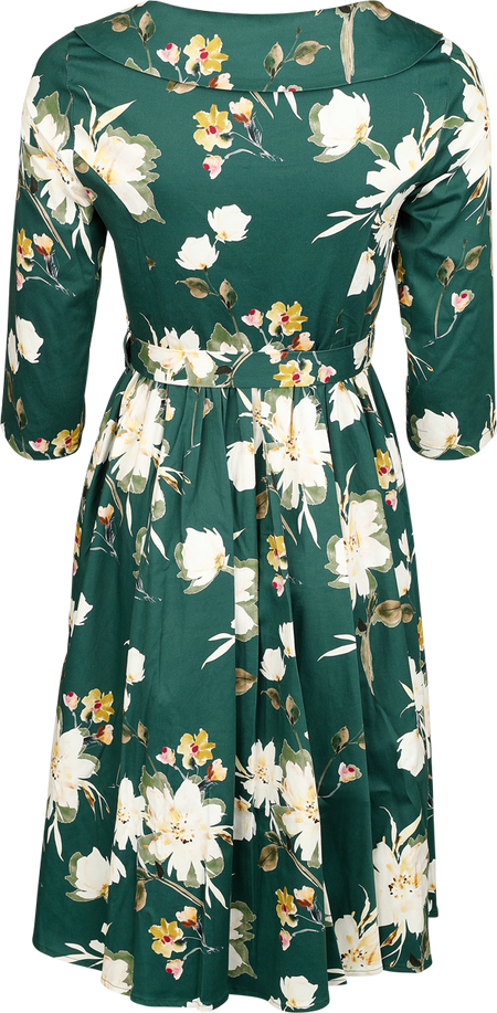 Robe mi-longue Rockabilly de H&R London - Robe à fleurs Emerald - XS à XL - pour Femme - multicolore - H&R London - View 2