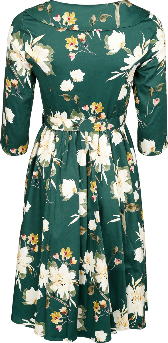 Robe mi-longue Rockabilly de H&R London - Robe à fleurs Emerald - XS à XL - pour Femme - multicolore - H&R London - View 2
