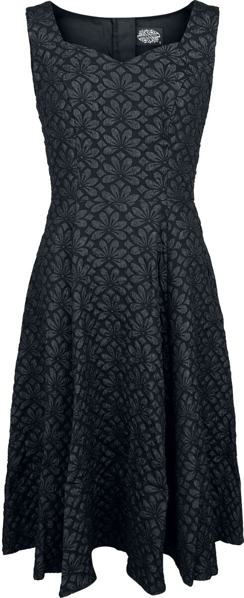 Robe mi-longue Rockabilly de H&R London - Robe Ebonora Flower - XS à XXL - pour Femme - noir - H&R London