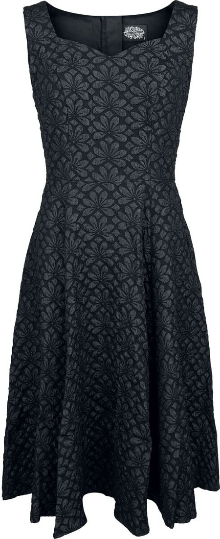 Robe mi-longue Rockabilly de H&R London - Robe Ebonora Flower - XS à XXL - pour Femme - noir - H&R London