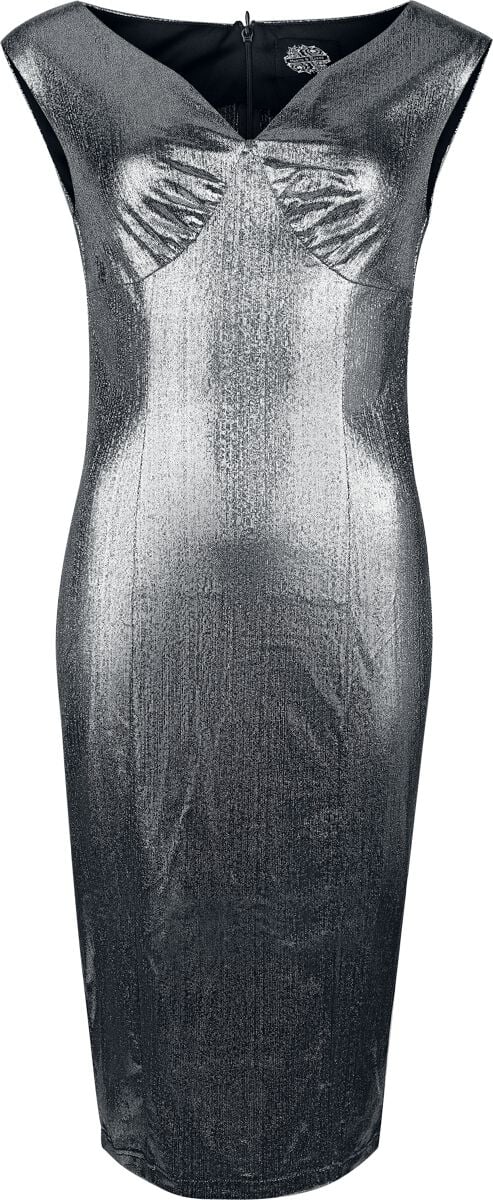 Robe mi-longue Rockabilly de H&R London - Robe Silvafleur - XS à XXL - pour Femme - couleur argent - H&R London