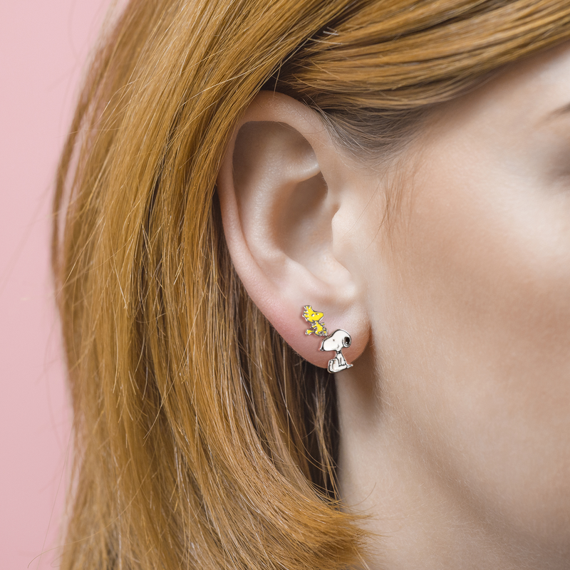 Set de clous d'oreilles  de Snoopy - Snoopy & Woodstock - pour Unisexe - blanc/jaune - Snoopy - View 2