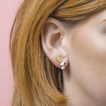 Set de clous d'oreilles  de Snoopy - Snoopy & Woodstock - pour Unisexe - blanc/jaune - Snoopy - View 2