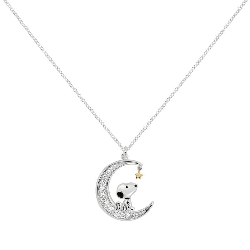 Collier  de Snoopy - Snoopy & la Lune - pour Femme - couleur argent - Snoopy