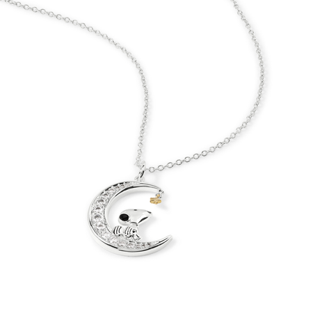 Collier  de Snoopy - Snoopy & la Lune - pour Femme - couleur argent - Snoopy - View 2