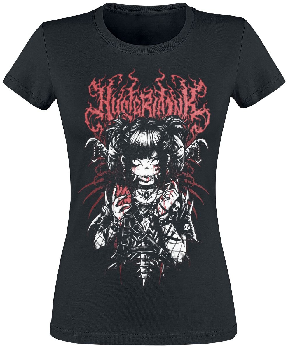 T-Shirt Manches courtes Gothic de Hysteria Ink - Manga Goth Girlie Tee - S à 3XL - pour Femme - noir - Hysteria Ink