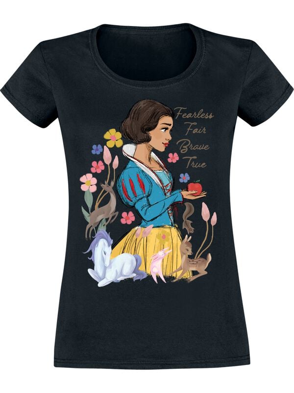 T-Shirt Manches courtes Disney de Blanche-Neige Et les Sept Nains - Fearless Fair Brave - S à XXL - pour Femme - noir - Blanche-Neige Et les Sept Nains
