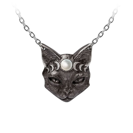 Collier Gothic de Alchemy Gothic - Mystic Moon Cat - pour Unisexe - noir/argent - Alchemy Gothic