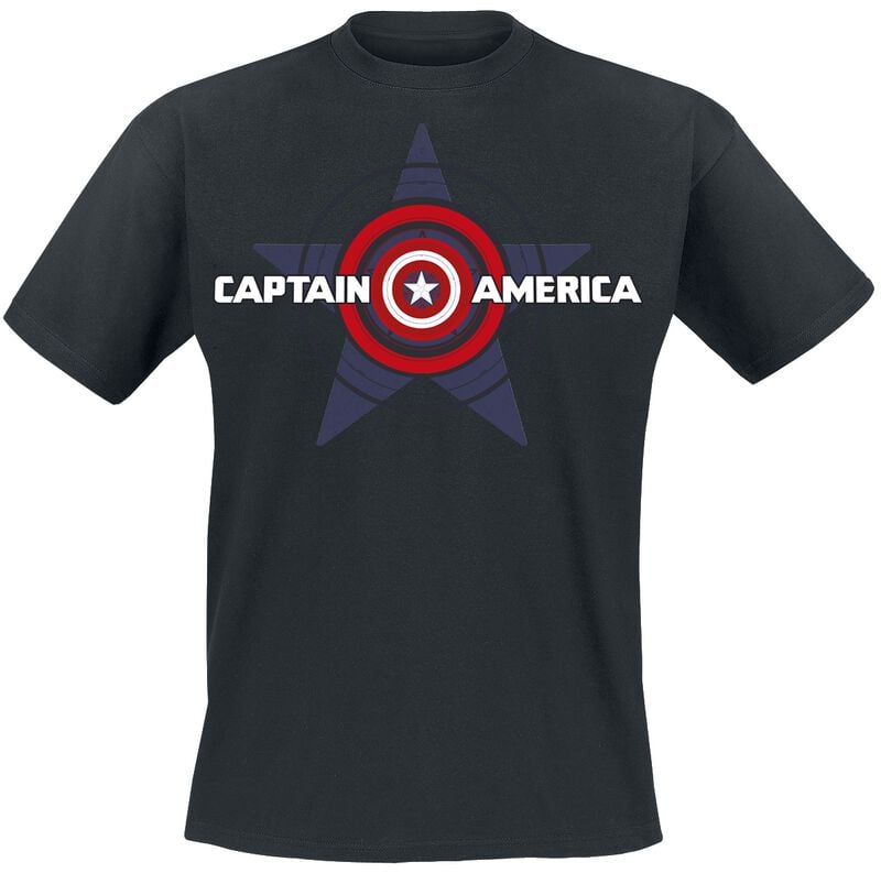 T-Shirt Manches courtes Disney de Captain America - Big Star Shield - S à XXL - pour Homme - noir - Captain America