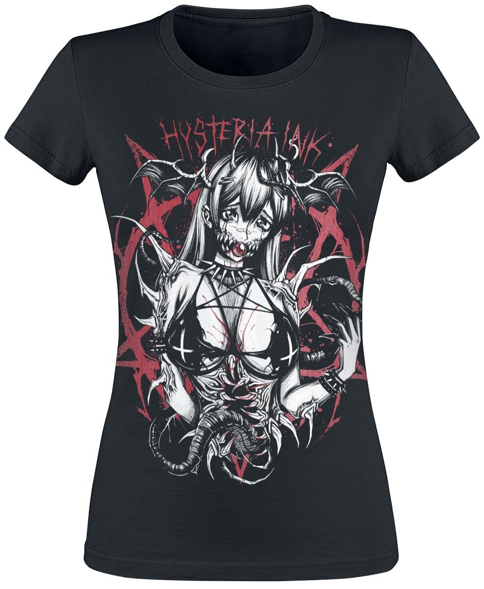 T-Shirt Manches courtes Gothic de Hysteria Ink - Manga Demon Girlie Tee - XS à XXL - pour Femme - noir - Hysteria Ink