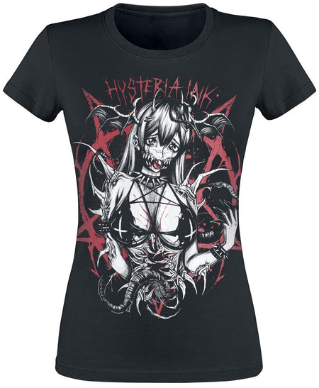 T-Shirt Manches courtes Gothic de Hysteria Ink - Manga Demon Girlie Tee - XS à XXL - pour Femme - noir - Hysteria Ink