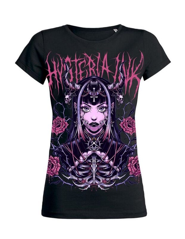 T-Shirt Manches courtes Gothic de Hysteria Ink - Corredor Mask Girlie Tee - S à 3XL - pour Femme - noir - Hysteria Ink