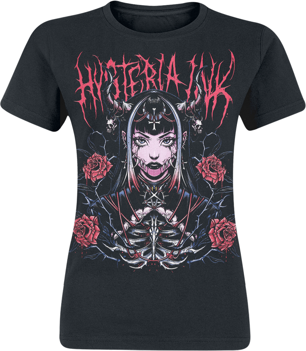 T-Shirt Manches courtes Gothic de Hysteria Ink - Corredor Mask Girlie Tee - S à 3XL - pour Femme - noir - Hysteria Ink - View 2