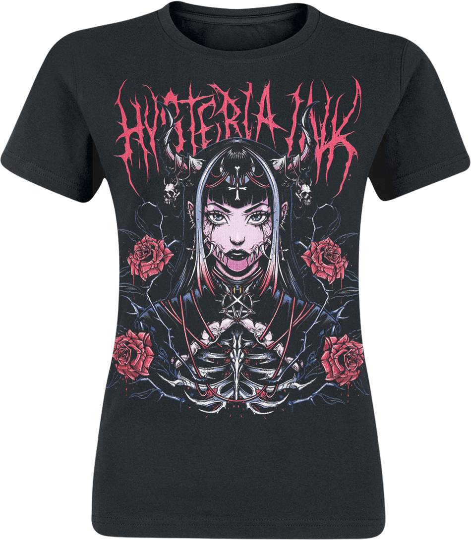 T-Shirt Manches courtes Gothic de Hysteria Ink - Corredor Mask Girlie Tee - S à 3XL - pour Femme - noir - Hysteria Ink - View 2