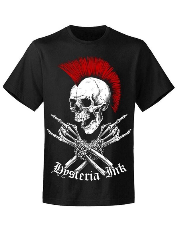 T-Shirt Manches courtes Gothic de Hysteria Ink - Metal Skull Red - S à 5XL - pour Homme - noir - Hysteria Ink