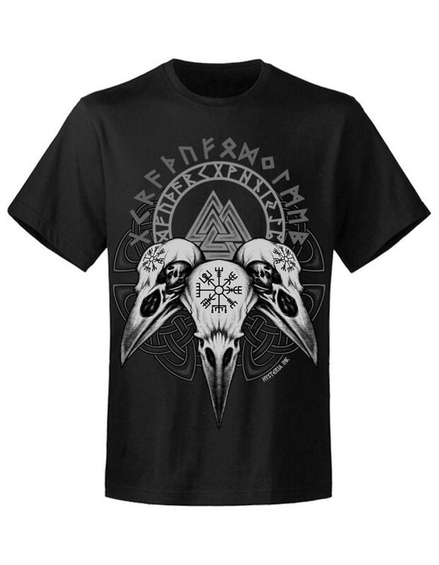 T-Shirt Manches courtes  de Hysteria Ink - Valknut 3 Raven - S à 5XL - pour Homme - noir - Hysteria Ink