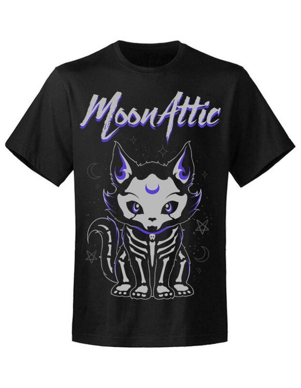 T-Shirt Manches courtes Gothic de Moon Attic - Skelly Cat - S à 4XL - pour Homme - noir - Moon Attic