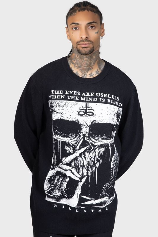 Sweat-shirt Gothic de Killstar - Blind Minds - Pull Tricoté - XS à 4XL - pour Homme - noir - Killstar