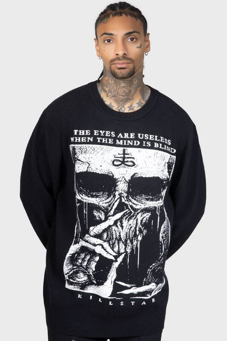 Sweat-shirt Gothic de Killstar - Blind Minds - Pull Tricoté - XS à 4XL - pour Homme - noir - Killstar