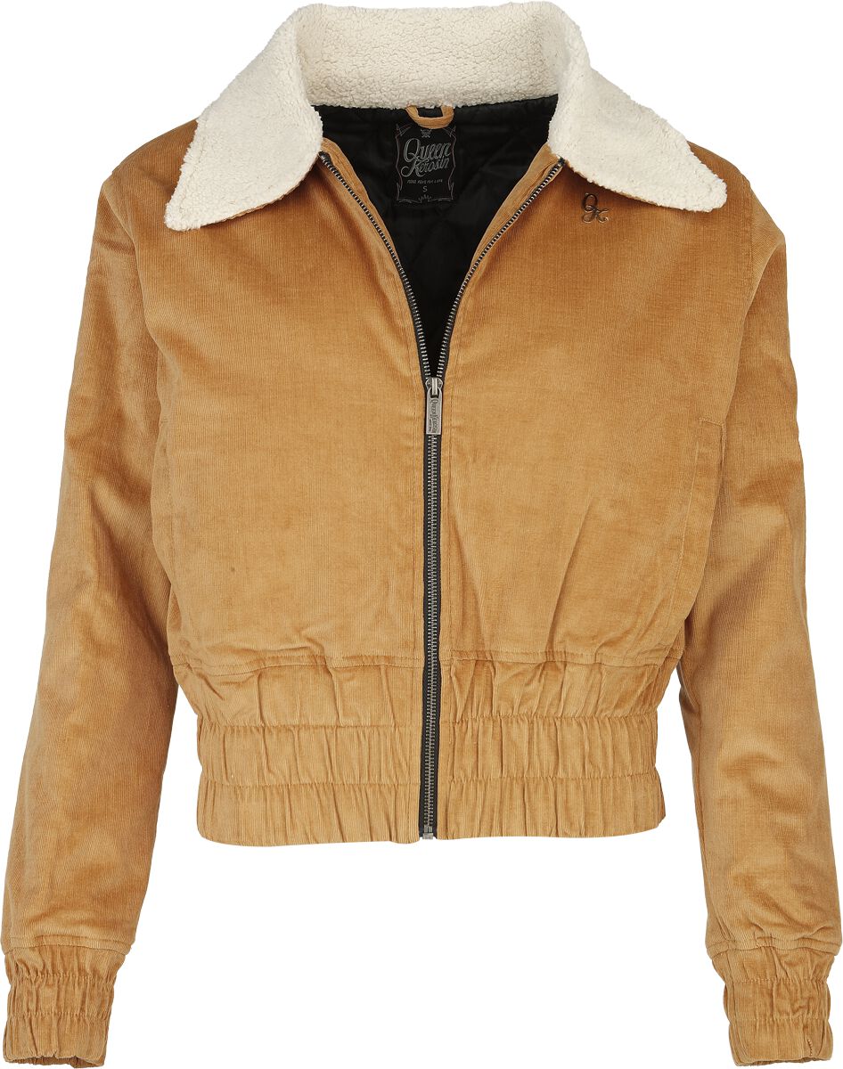 Veste mi-saison Rockabilly de Queen Kerosin - Veste Corduroy Courte - S à XL - pour Femme - marron - Queen Kerosin
