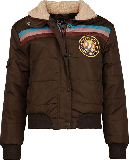 Veste mi-saison Rockabilly de Queen Kerosin - Nature's Calling Puffer Jacket - XS à XL - pour Femme - marron - Queen Kerosin