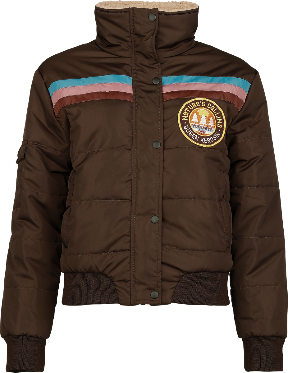 Veste mi-saison Rockabilly de Queen Kerosin - Nature's Calling Puffer Jacket - XS à XL - pour Femme - marron - Queen Kerosin - View 2