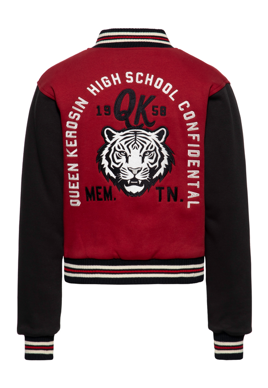 Veste mi-saison Rockabilly de Queen Kerosin - Bakersfield Highschool - Veste Teddy - XS à XL - pour Femme - noir/rouge - Queen Kerosin - View 2