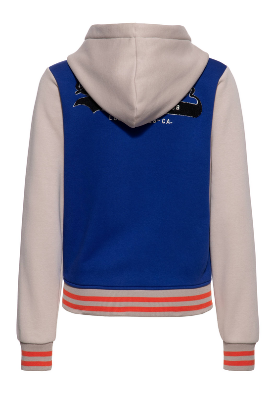 Sweat-shirt zippé à capuche Rockabilly de Queen Kerosin - Kitten Sport Club Varsity - Veste - XS à XL - pour Femme - bleu/beige - Queen Kerosin - View 2