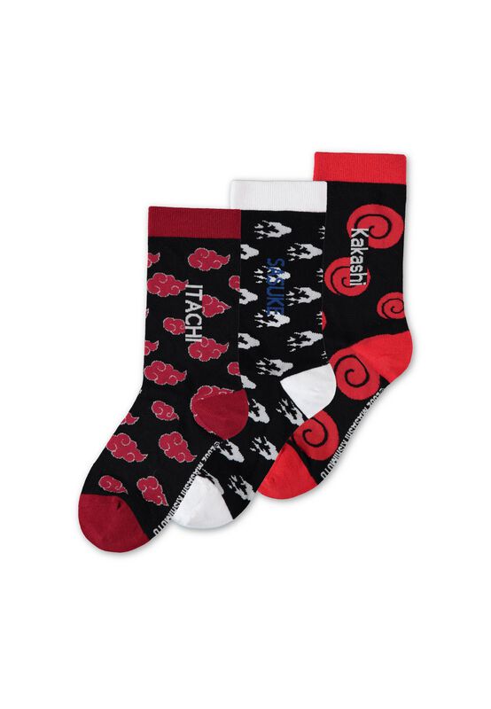 Chaussettes  de Naruto - Sasuke Kakashi Itachi -Lot de 3 - EU39-42 à EU 43-46 - pour Homme - multicolore - Naruto