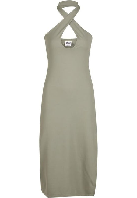 Robe mi-longue  de Urban Classics - Robe Dos-Nu Croisé - XS à XL - pour Femme - olive - Urban Classics
