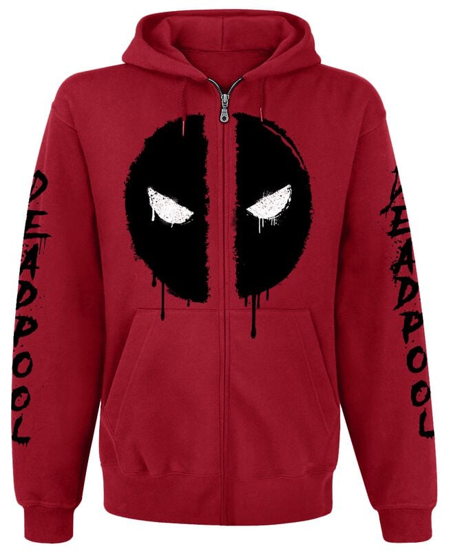 Sweat-shirt zippé à capuche Disney de Deadpool - Logo - S à XXL - pour Homme - rouge - Deadpool