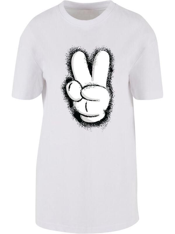 T-Shirt Oversize Disney de Mickey & Minnie Mouse - Victory - Oversize - S à XXL - pour Femme - blanc - Mickey & Minnie Mouse