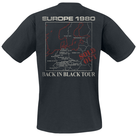 T-Shirt Manches courtes  de AC/DC - Back In Black Europe 1980 - S à 4XL - pour Homme - noir - AC/DC - View 2